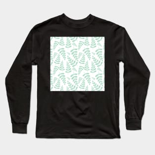 Mint leaves pattern on white Long Sleeve T-Shirt